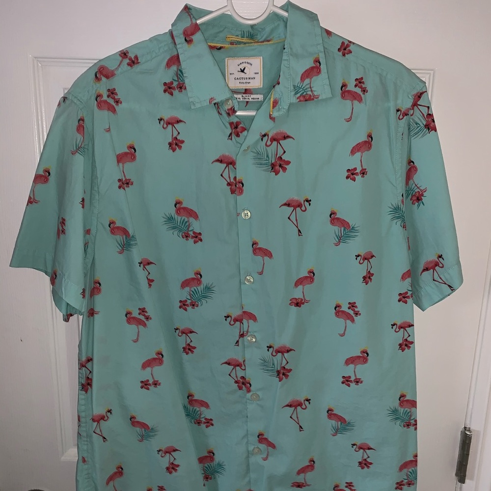 CactusMan XL Blue Flaming Button Up